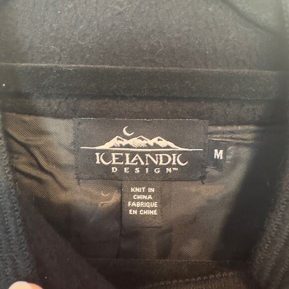 Icelandic Design Vtg Women’s Button Wool Coat Size M Black Celestial Witchy Dark - Picture 3 of 11